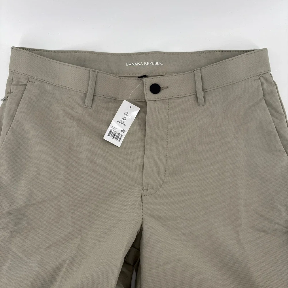 Banana Republic Mens Performance Pants 34x32 London Fog Beige NWT 1557516